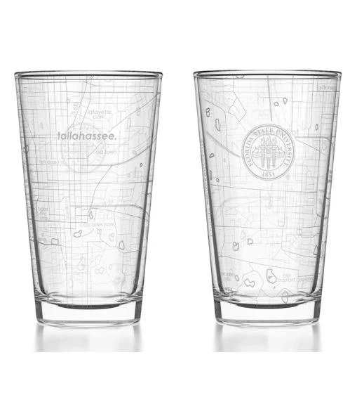 College Campus Map Pint Glass Pair